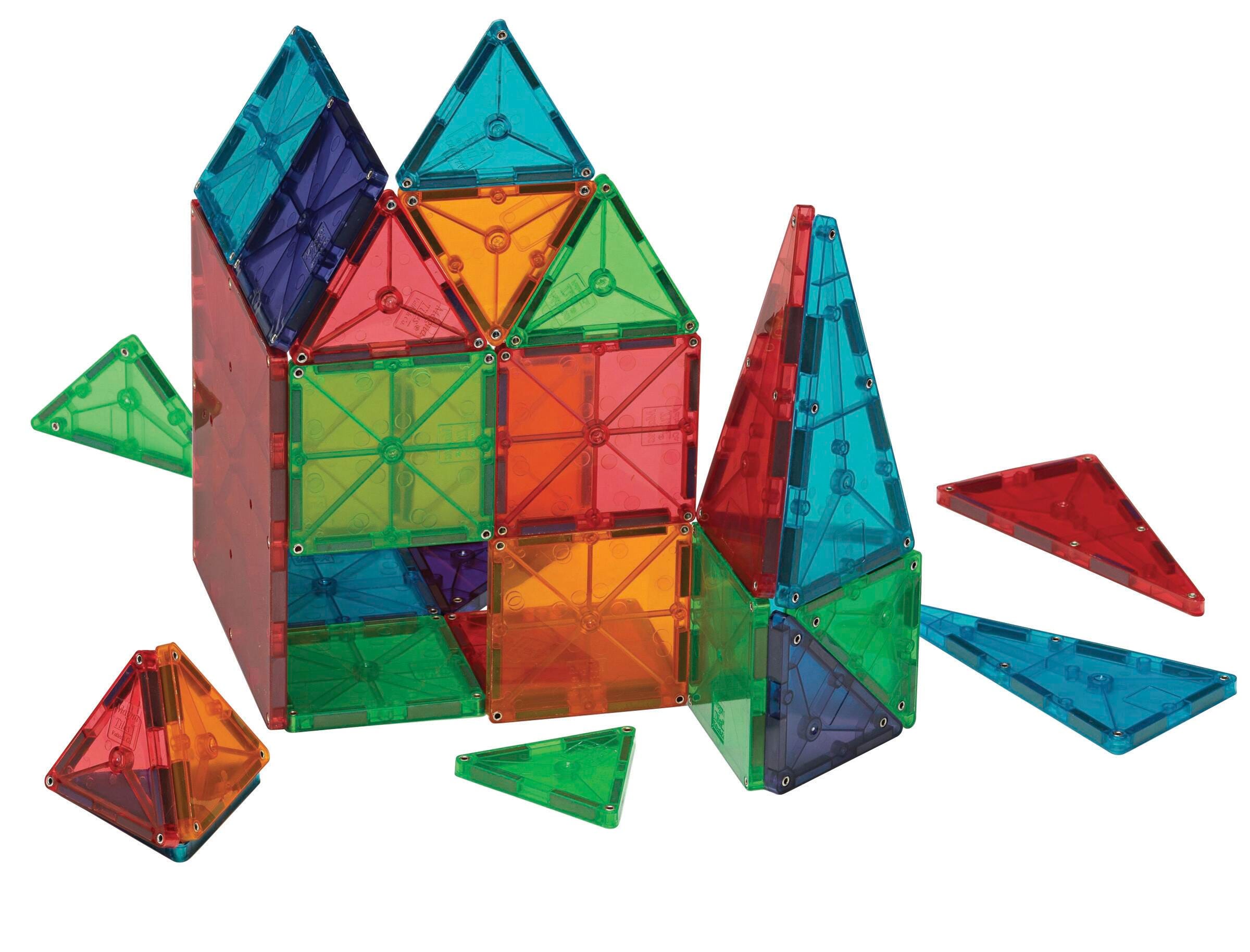 Magna Tiles 3D Magnetic Building Tiles Clear Colors 100 Pieces